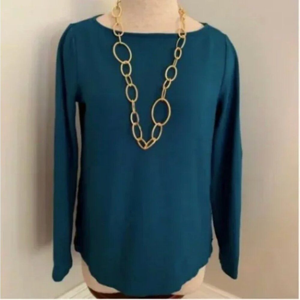J.Jill Teal Ponte Long Sleeve Sweater SP